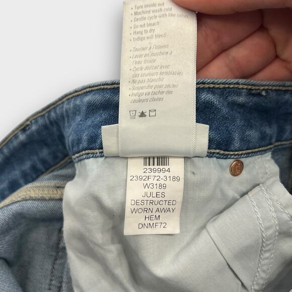 Paige Verdugo Ankle Jeans Jules Destructed Raw Hem Size 32 - Picture 6 of 8